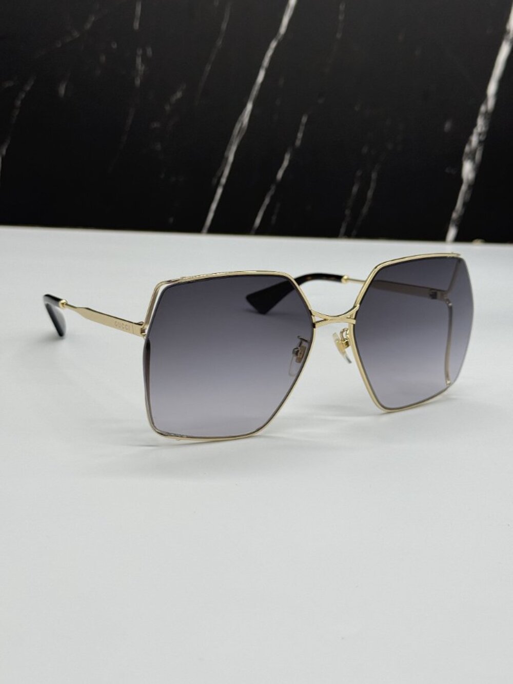NEW GUCCI GG0817S 001 SUNGLASSES GOLD/GRAY WOMEN EYEWEAR - Picture 6 of 11